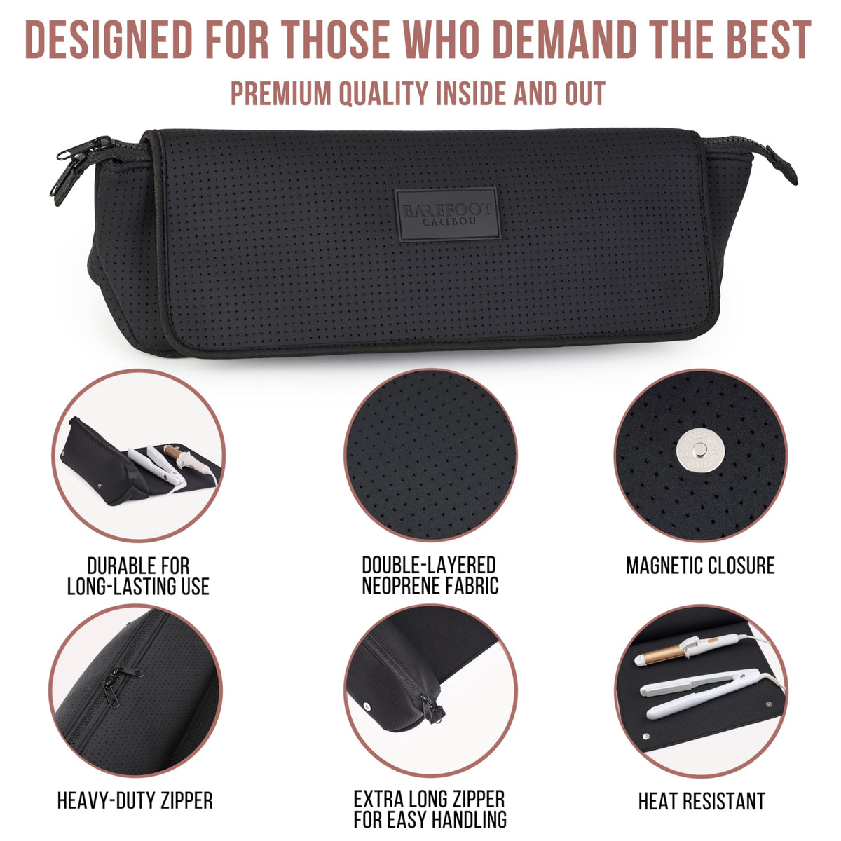BAREFOOT CARIBOU Hair Tools Travel Bag compact design on a suitcase