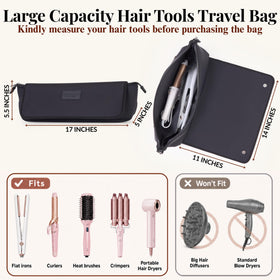 BAREFOOT CARIBOU Hair Tools Travel Bag displayed with styling tools