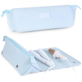 BAREFOOT CARIBOU Hair Tools Travel Bag front view in Baby Blue