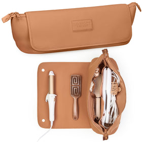 BAREFOOT CARIBOU Hair Tools Travel Bag front view in brown