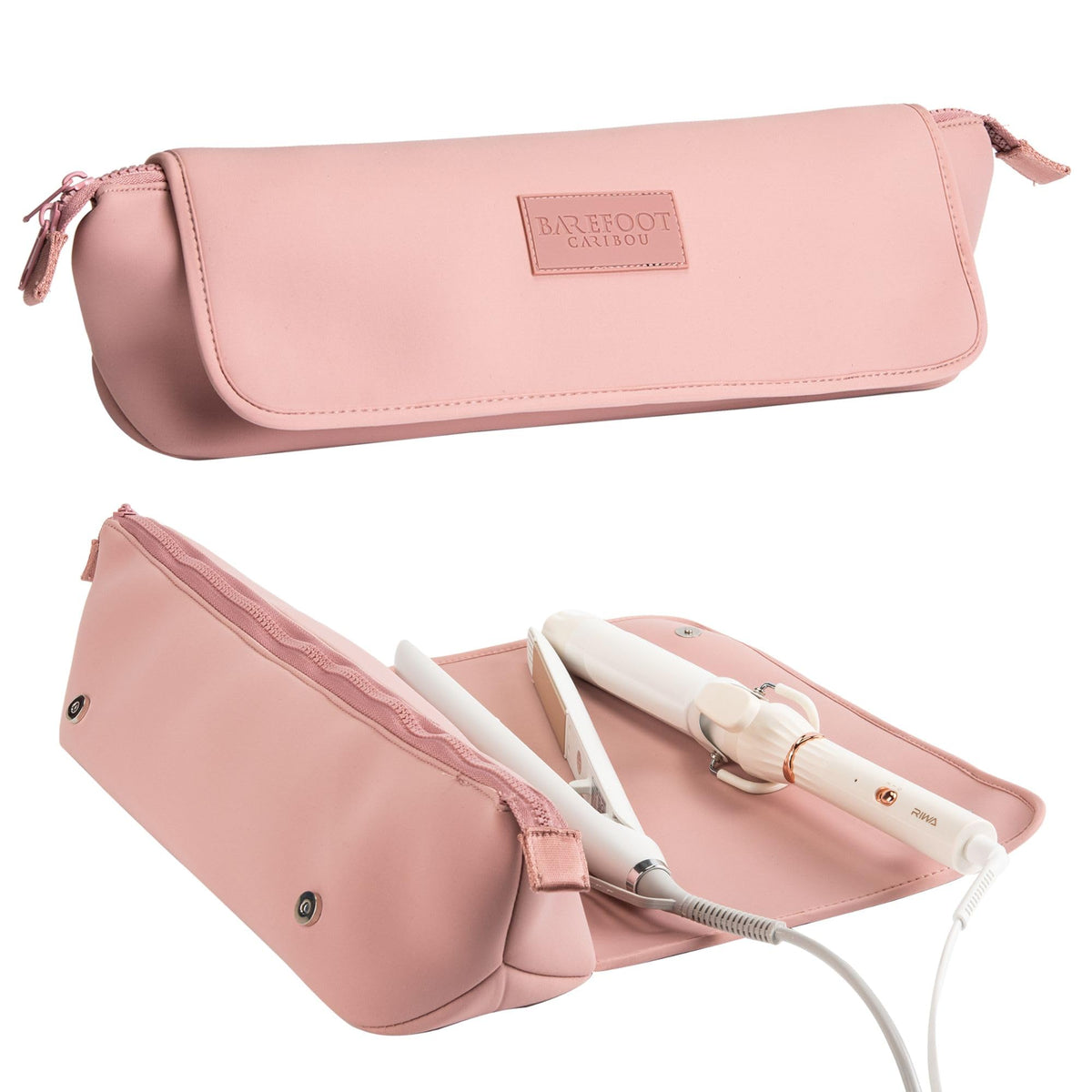 BAREFOOT CARIBOU Hair Tools Travel Bag front view in Dune