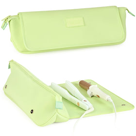 BAREFOOT CARIBOU Hair Tools Travel Bag in Apple Green front view