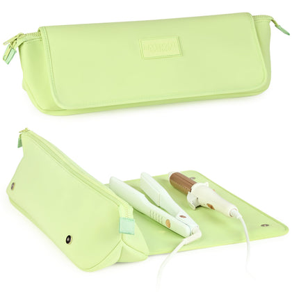 BAREFOOT CARIBOU Hair Tools Travel Bag in Apple Green front view