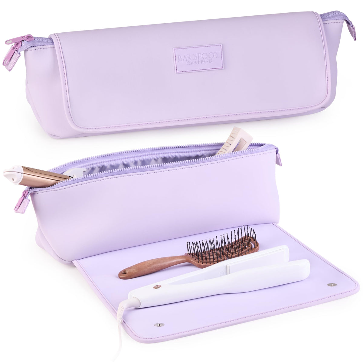 BAREFOOT CARIBOU Hair Tools Travel Bag in Lilac front view