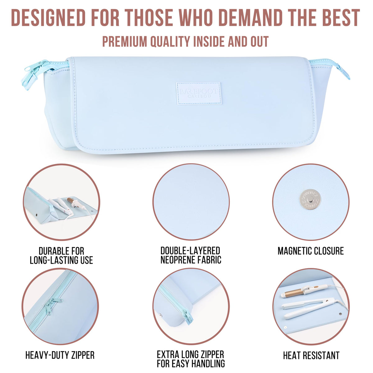 BAREFOOT CARIBOU Hair Tools Travel Bag magnetic closure