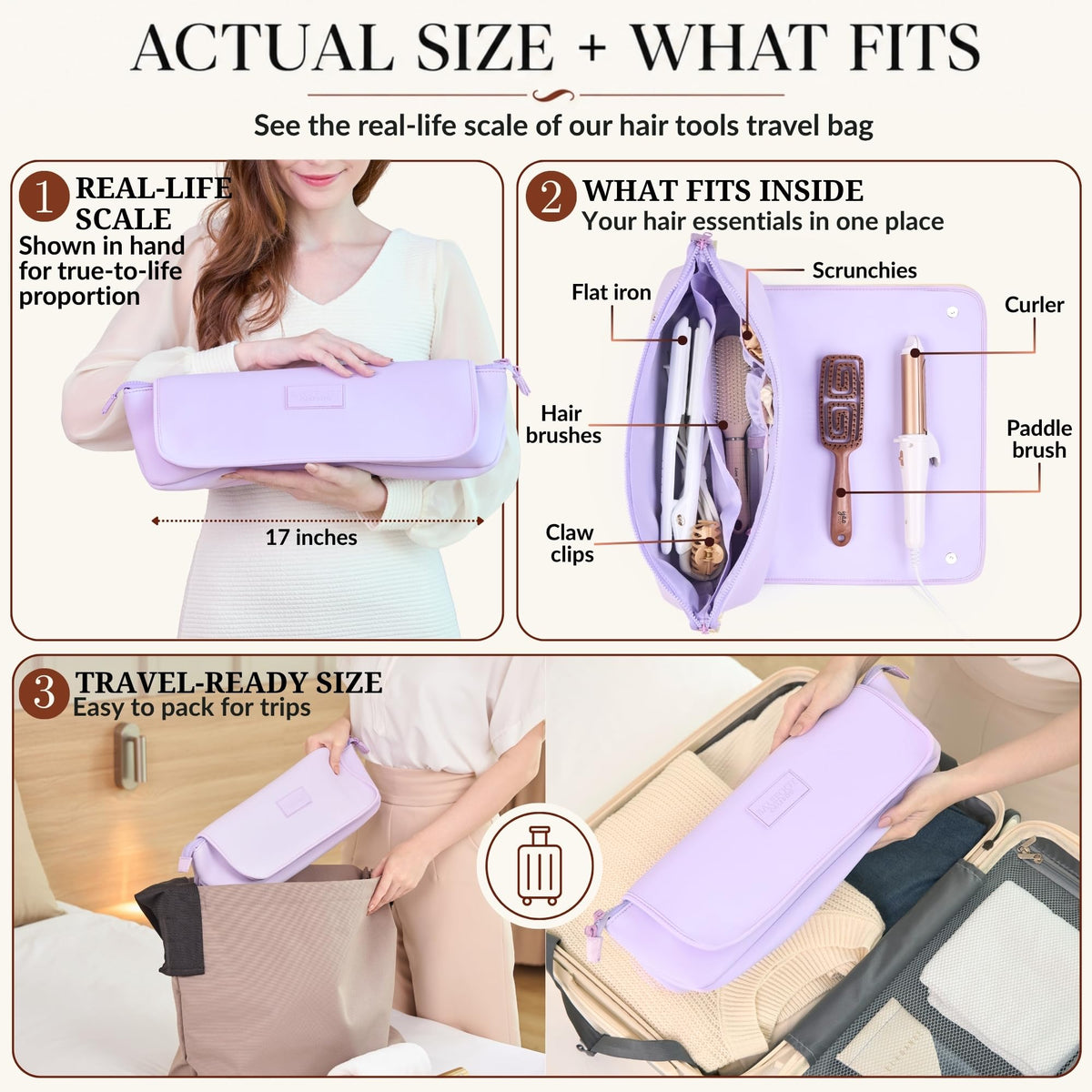 BAREFOOT CARIBOU Hair Tools Travel Bag open showing interior pockets