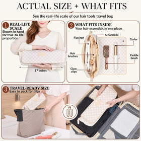 BAREFOOT CARIBOU Hair Tools Travel Bag open with styling tools inside