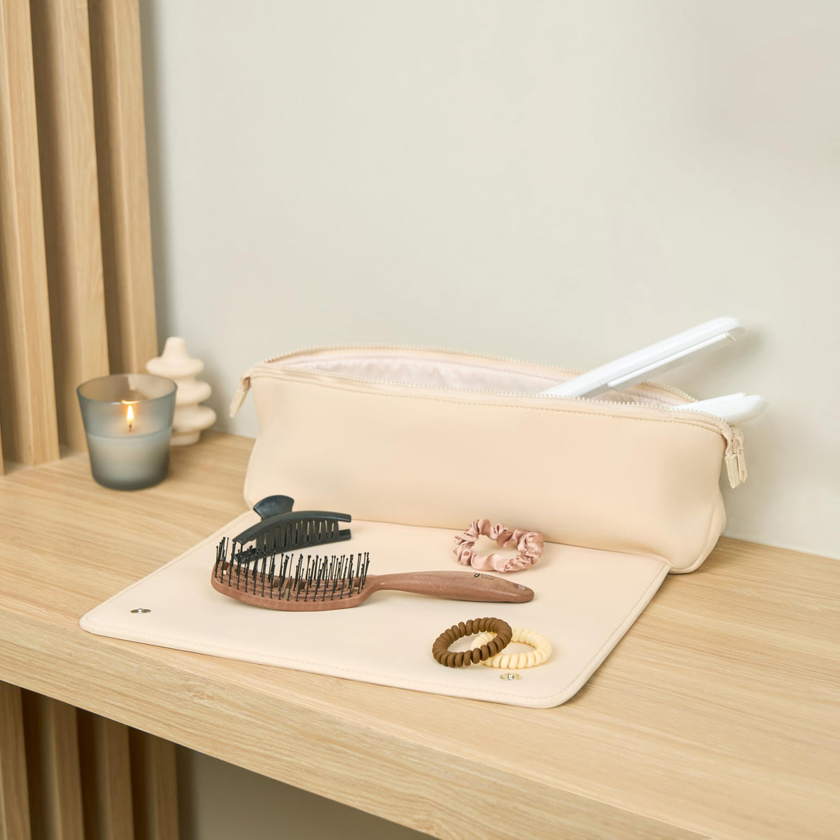 BAREFOOT CARIBOU Hair Tools Travel Bag packed in luggage