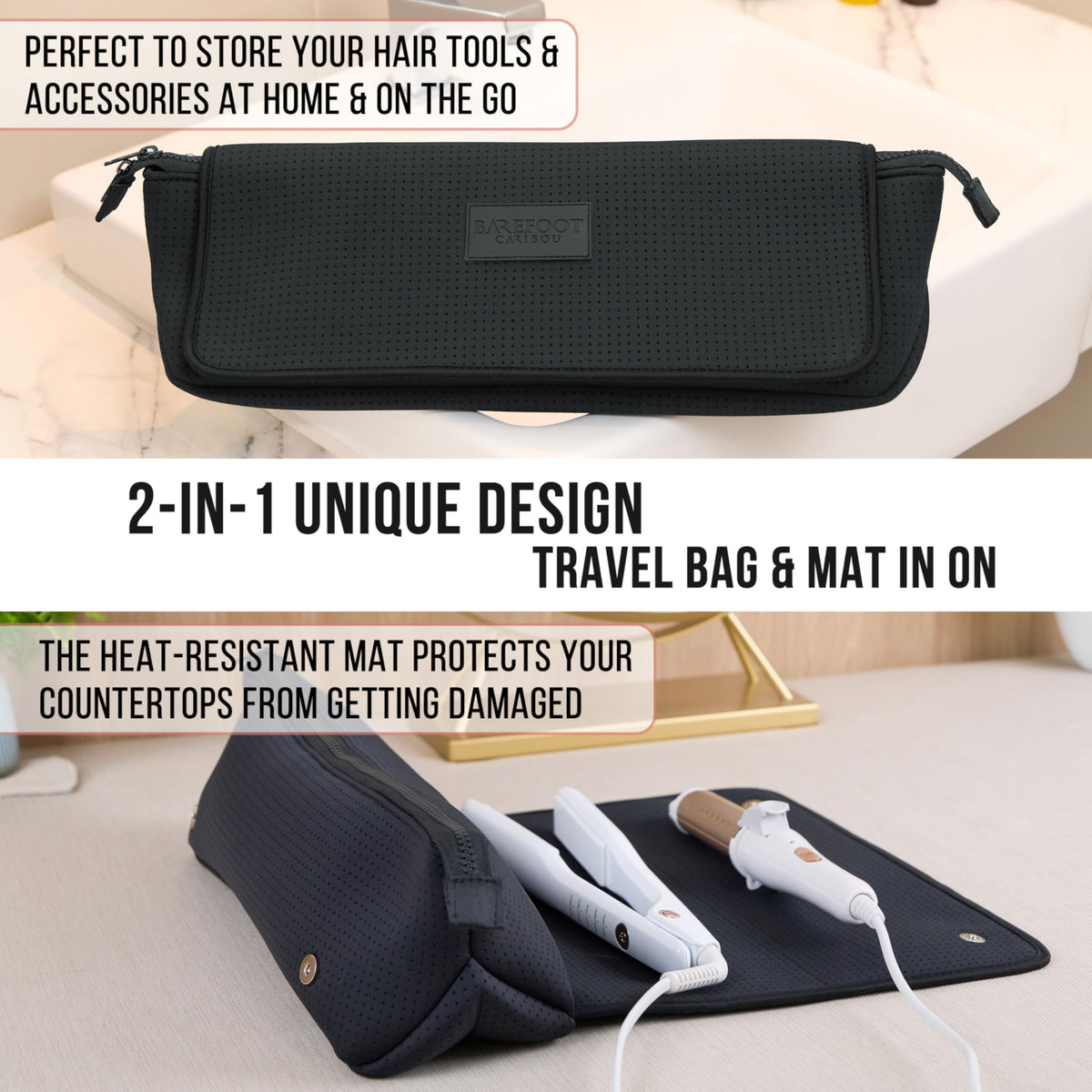 BAREFOOT CARIBOU Hair Tools Travel Bag side view