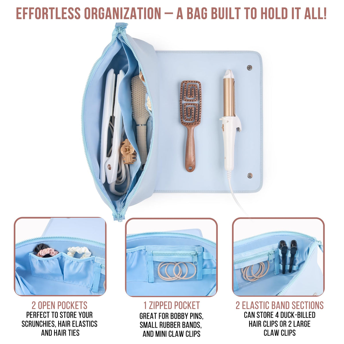 BAREFOOT CARIBOU Hair Tools Travel Bag with hair styling tools