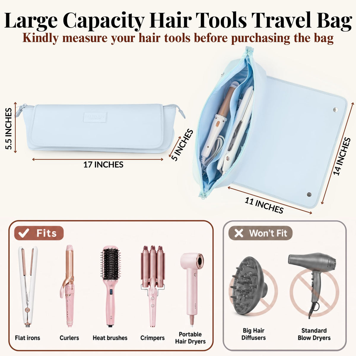 BAREFOOT CARIBOU Hair Tools Travel Bag with heat resistant mat