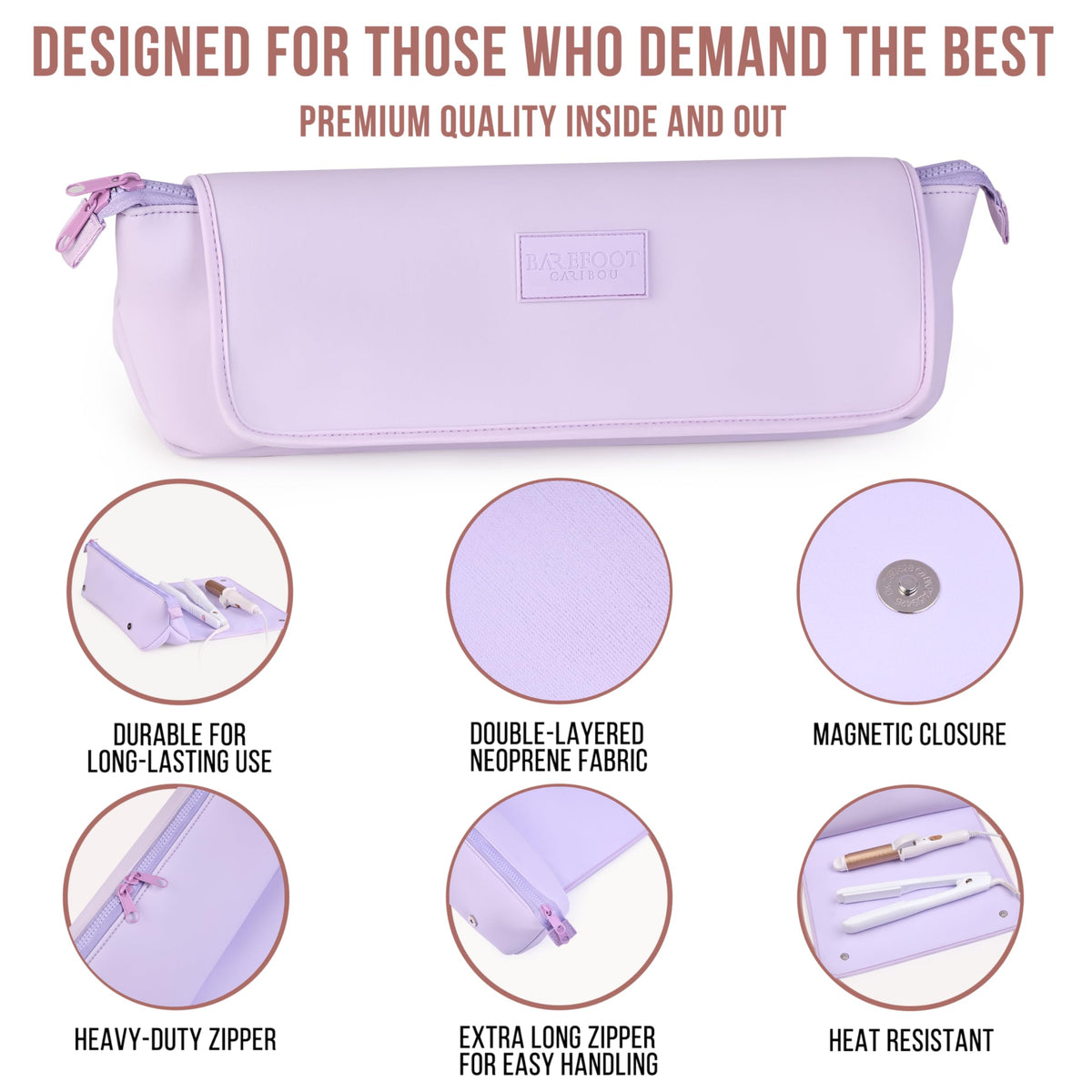 BAREFOOT CARIBOU Hair Tools Travel Bag with magnetic closure