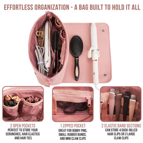 BAREFOOT CARIBOU Hair Tools Travel Bag with styling tools inside