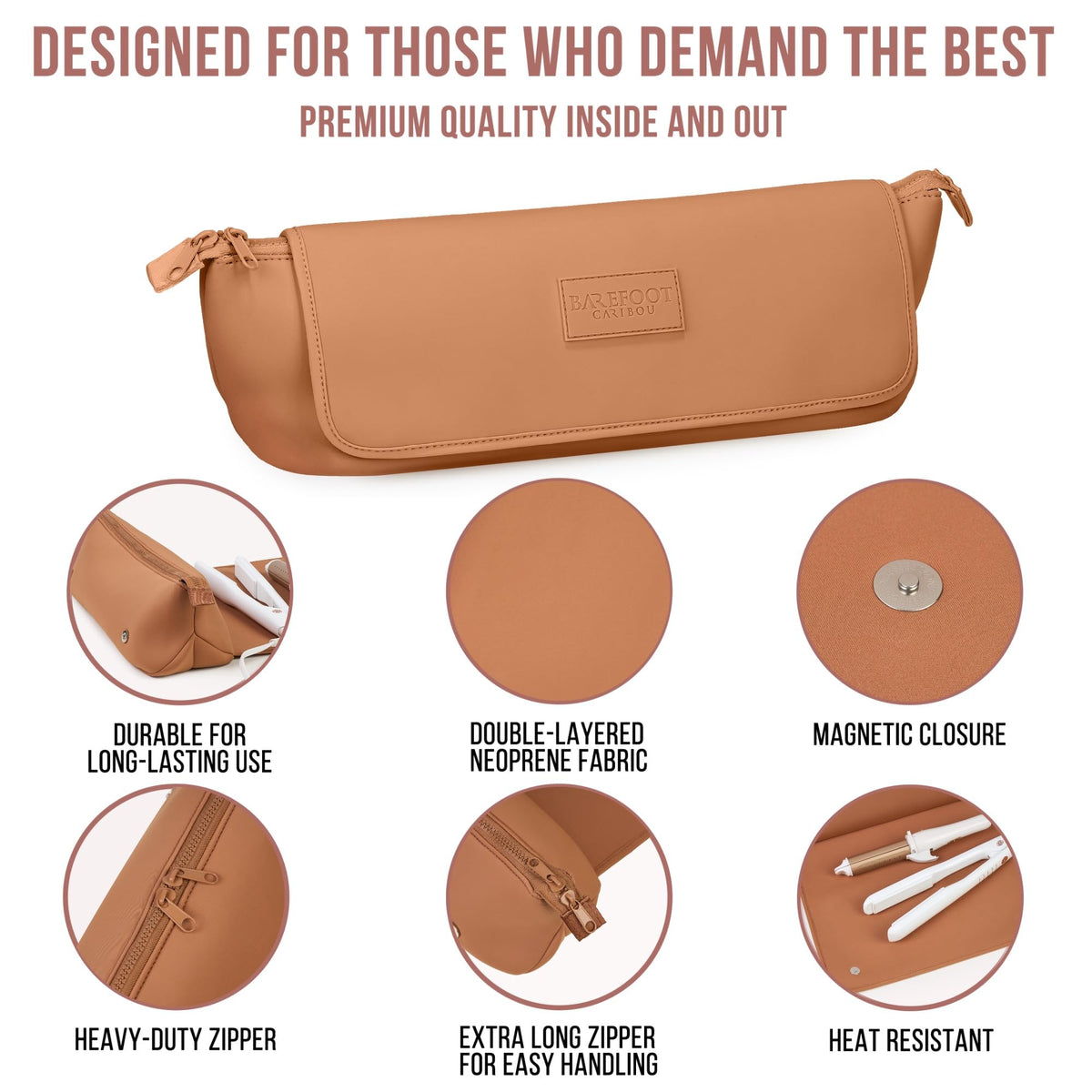 BAREFOOT CARIBOU Hair Tools Travel Bag with styling tools inside