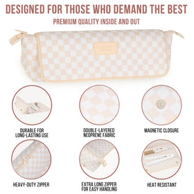 BAREFOOT CARIBOU Hair Tools Travel Bag with zippered pocket and elastic bands