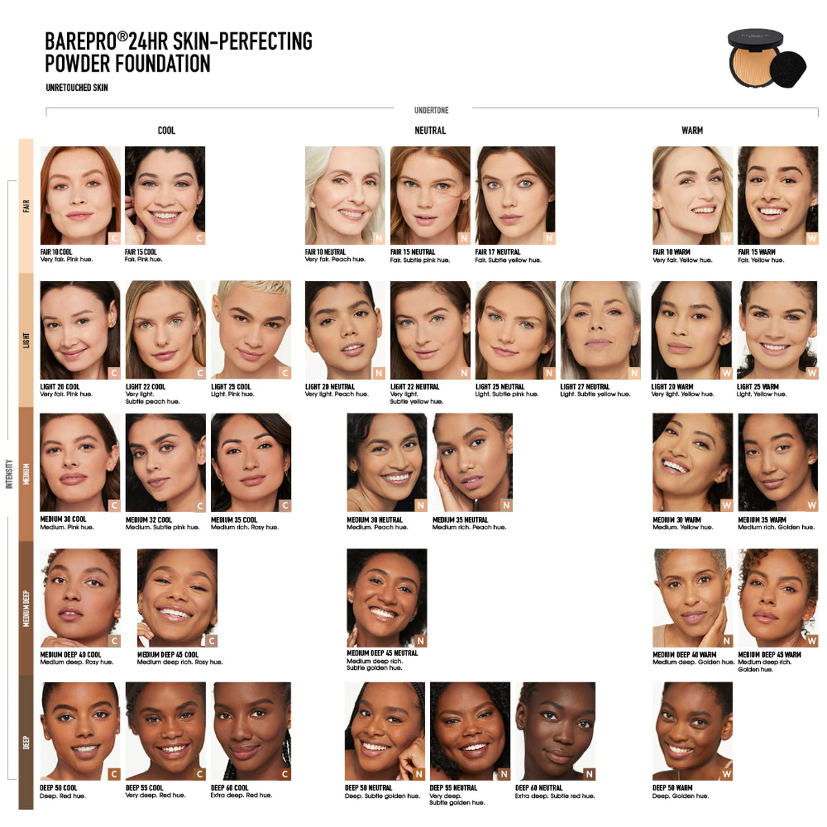 bareMinerals BAREPRO Pressed Powder Foundation alongside other makeup