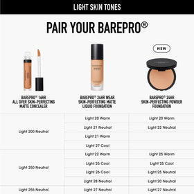 bareMinerals BAREPRO Pressed Powder Foundation Light 25 Cool on vanity