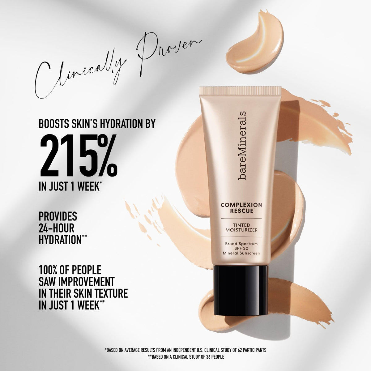 bareMinerals Complexion Rescue Tinted Moisturizer texture on skin