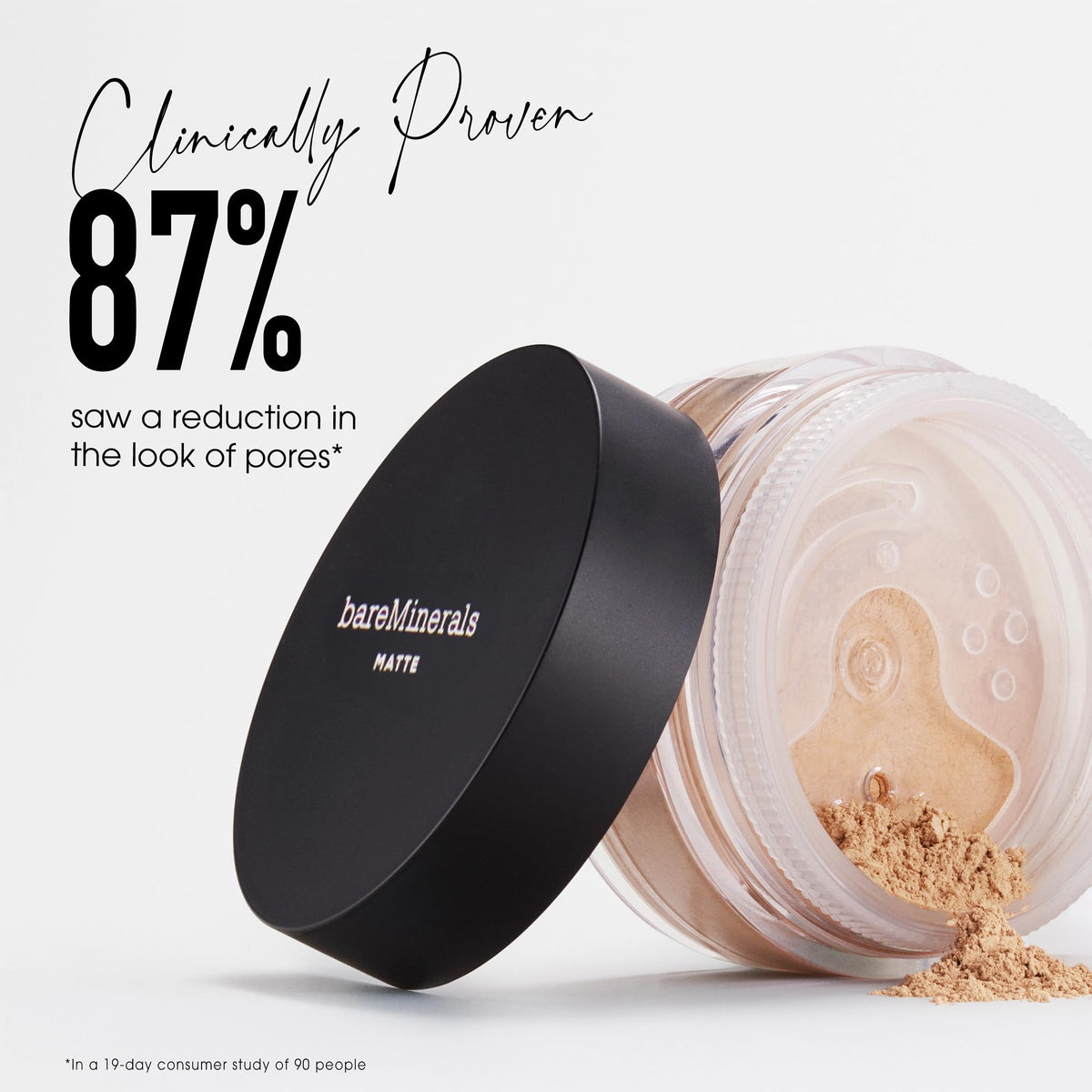 bareMinerals Matte Foundation Medium Dark displayed with makeup tools