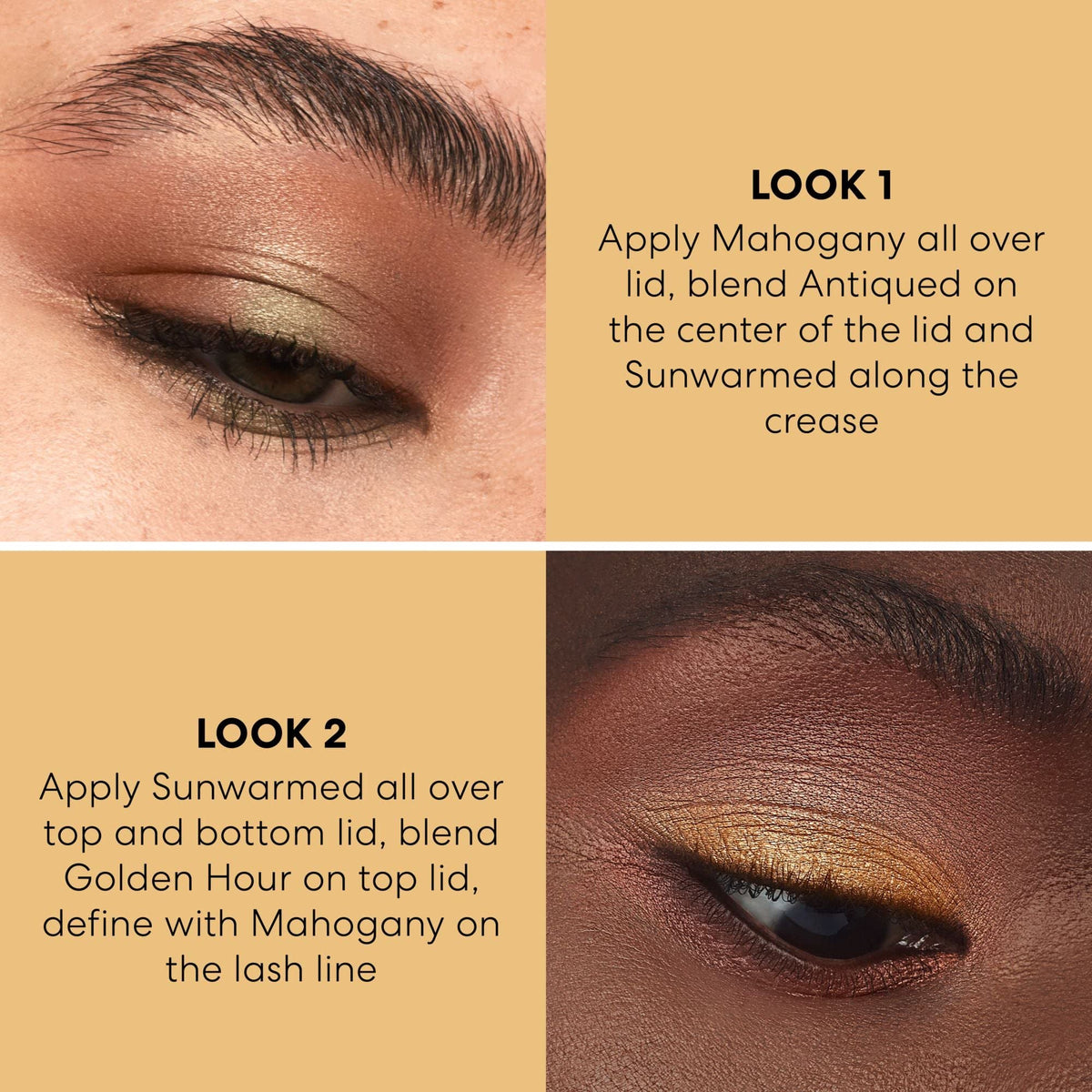 bareMinerals Mineralist Eyeshadow Palette Sunlit swatches on skin