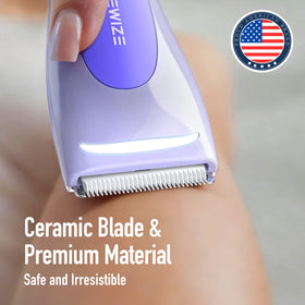 BAREWIZE Bikini Trimmer close-up of ceramic blade