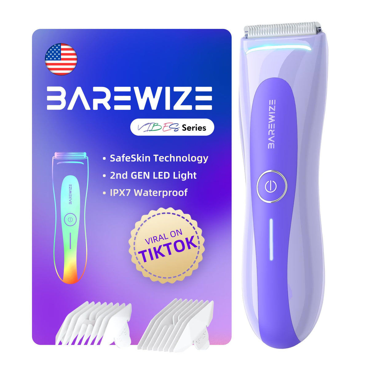 BAREWIZE Bikini Trimmer front view with ceramic blade