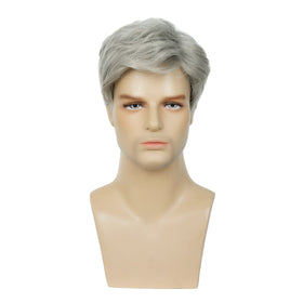 Baruisi Men's Short Grey Wig side view