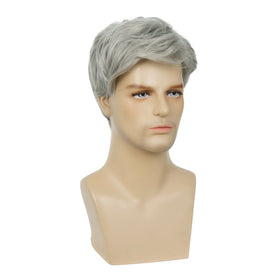 Baruisi Men's Short Grey Wig with free wig cap