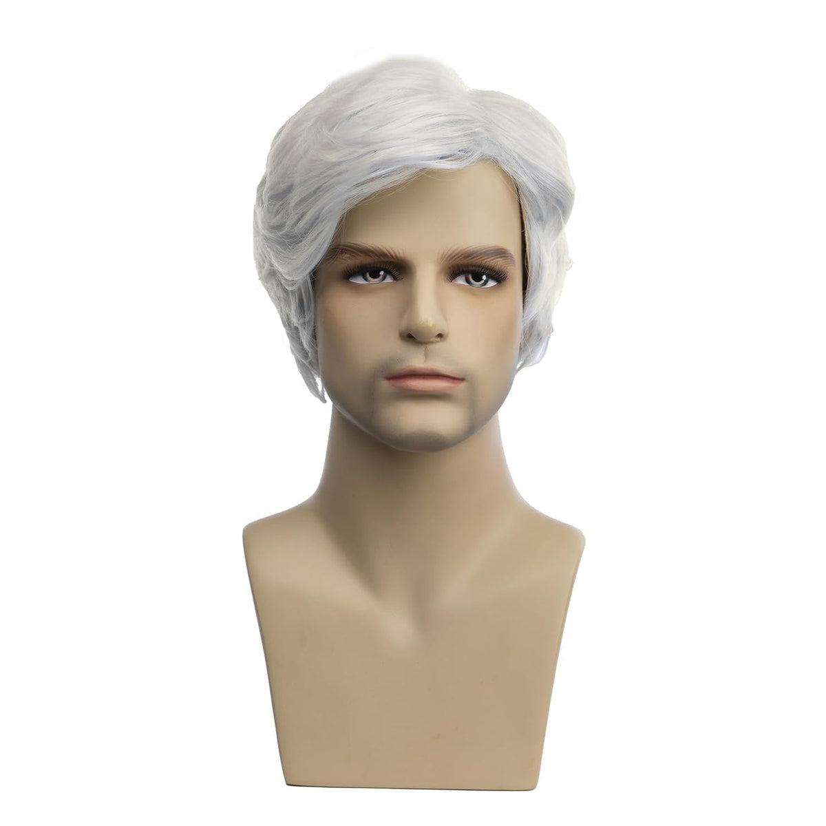 Baruisi Short White Wig for Men side view