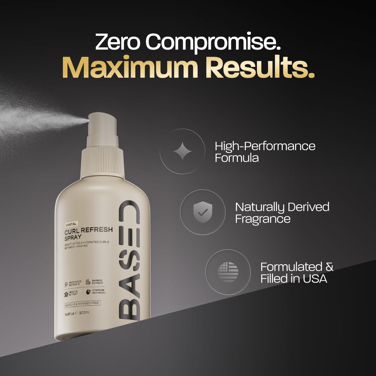 BASED BODYWORKS Curl Refresh Spray top view showing nozzle