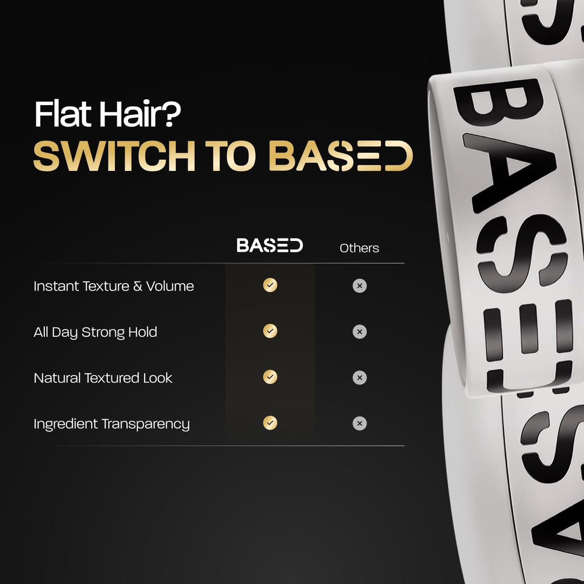BASED BODYWORKS Hair Clay for styling medium hair