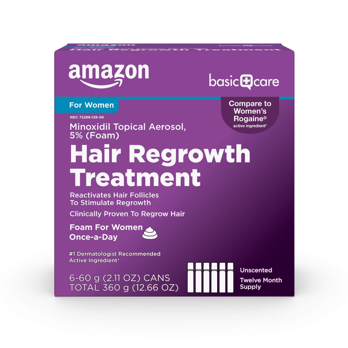 Basic Care Hair Regrowth for Women, 5% Minoxidil Foam front view