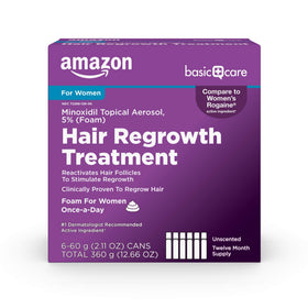 Basic Care Hair Regrowth for Women, 5% Minoxidil Foam front view