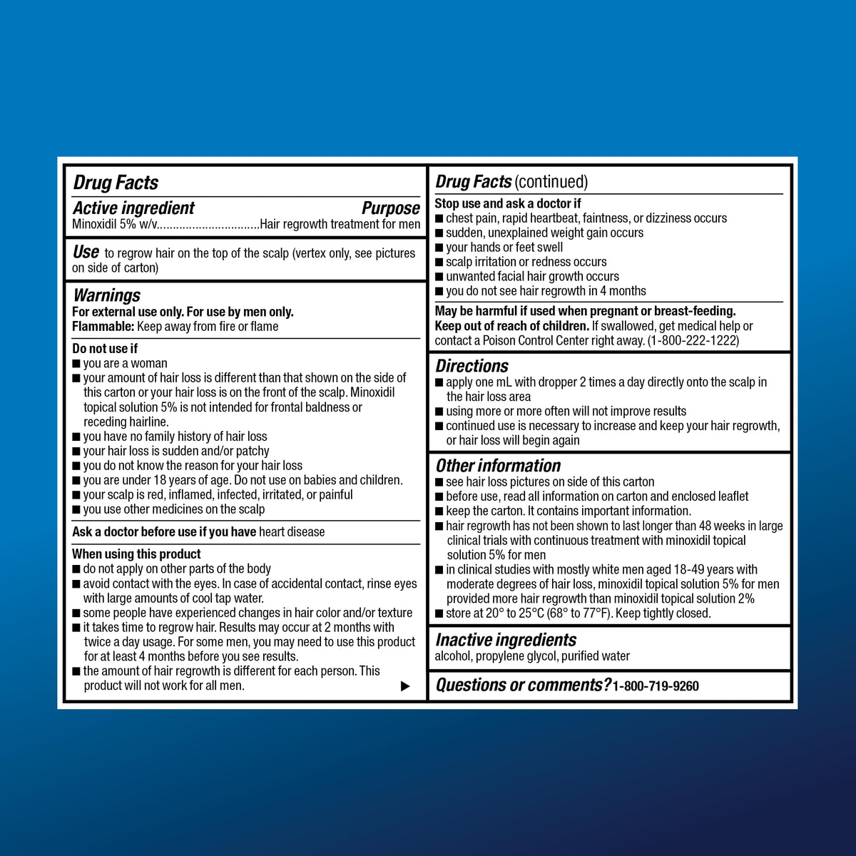 Basic Care Minoxidil packaging with 12 fluid ounces