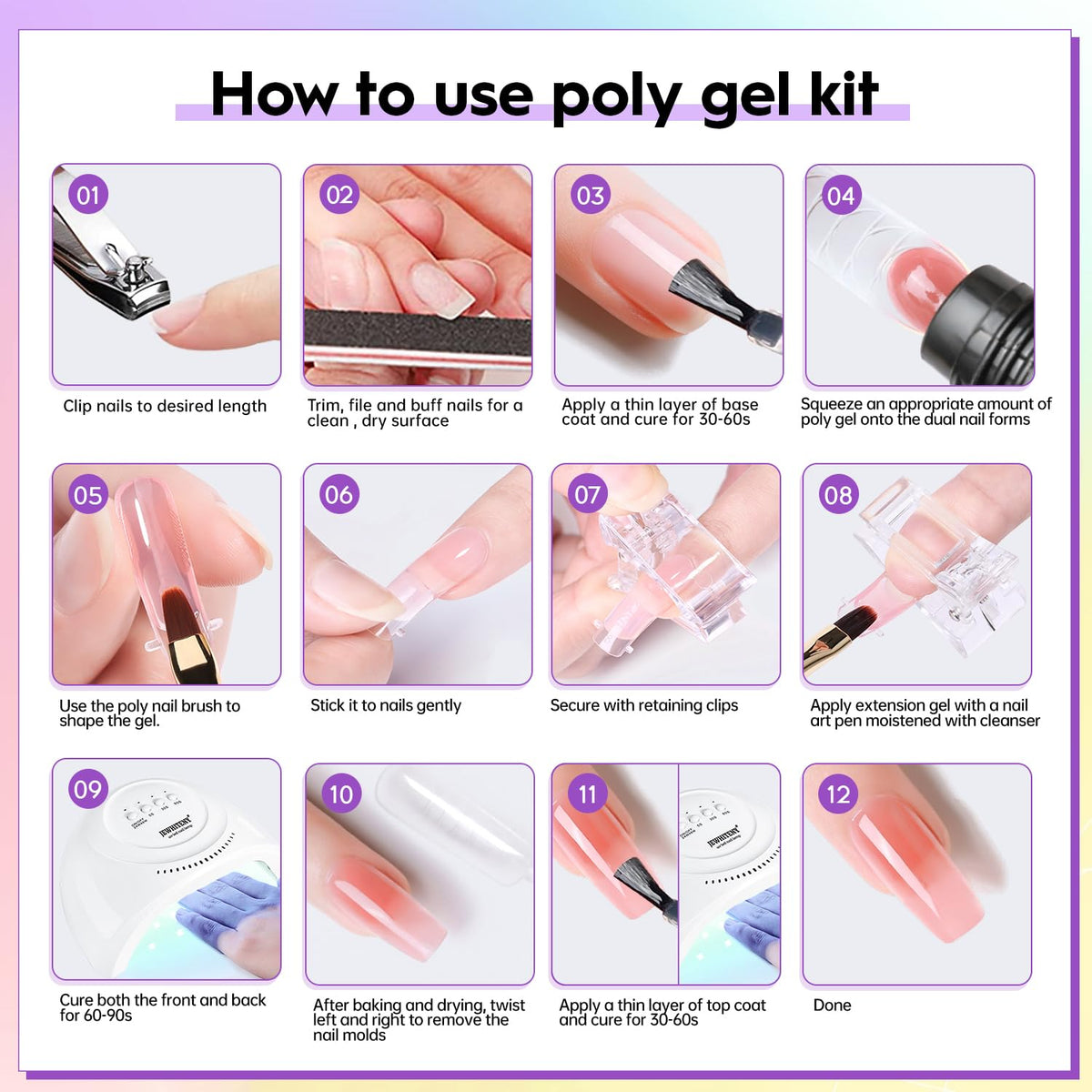 Basic nail art tools included in JEWHITENY kit