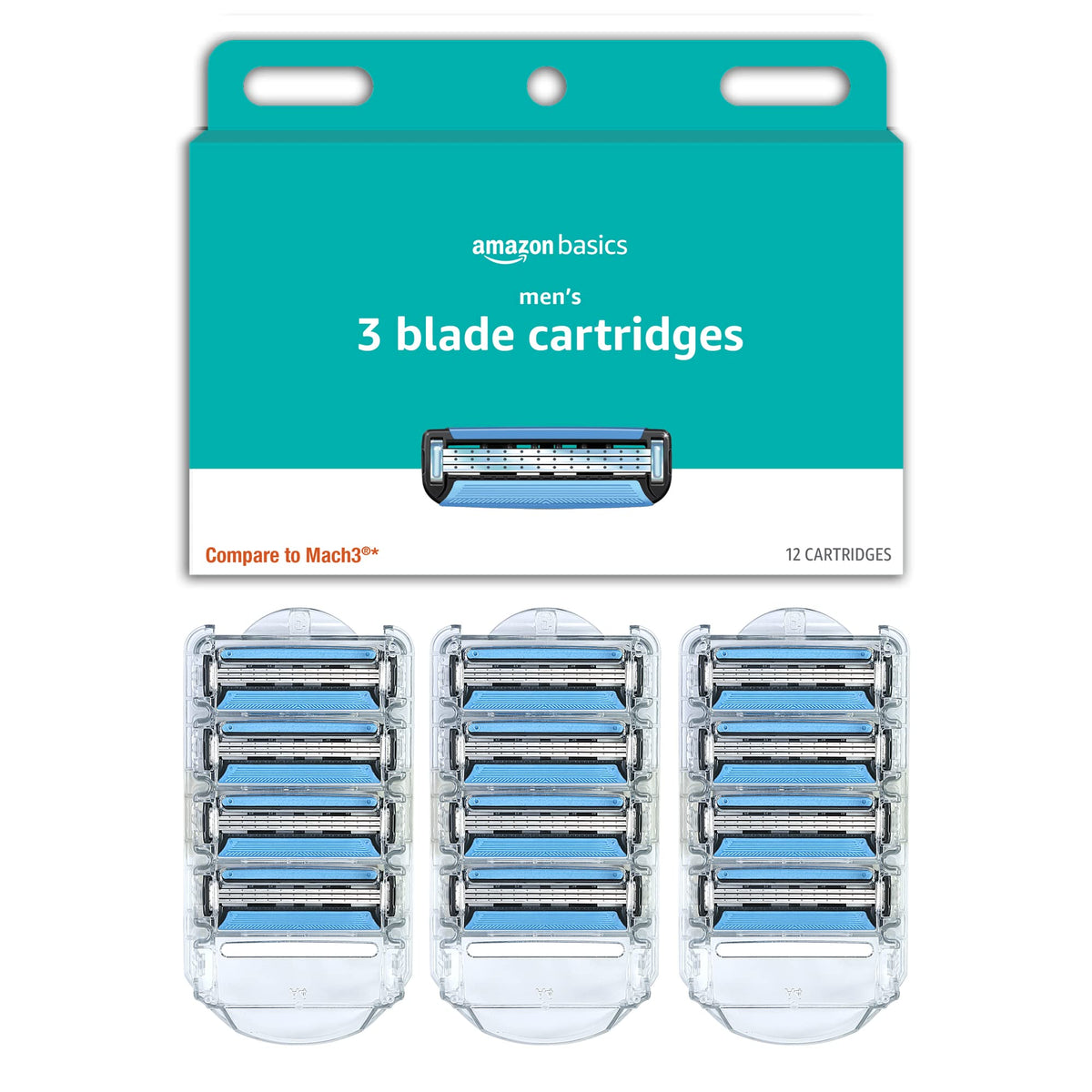 Basics 3-Blade Razor Refills pack with 12 cartridges