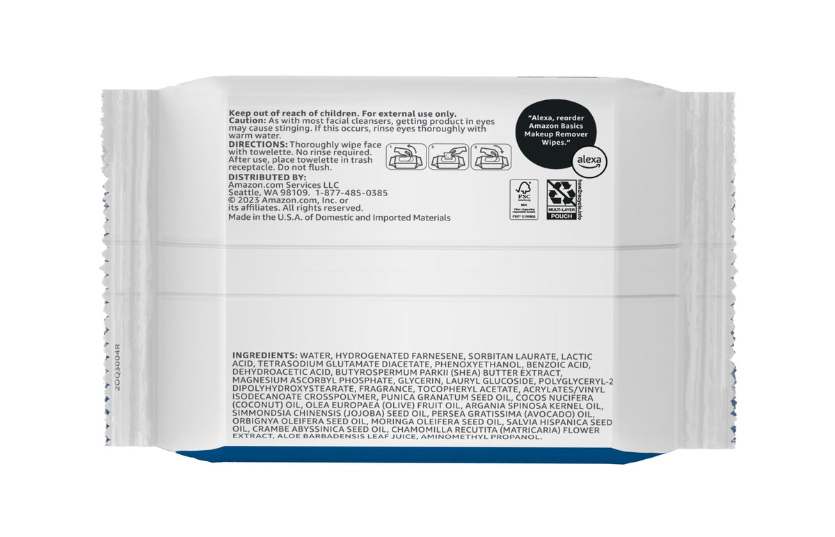 Basics Makeup Remover Wipes open pack showing wipes