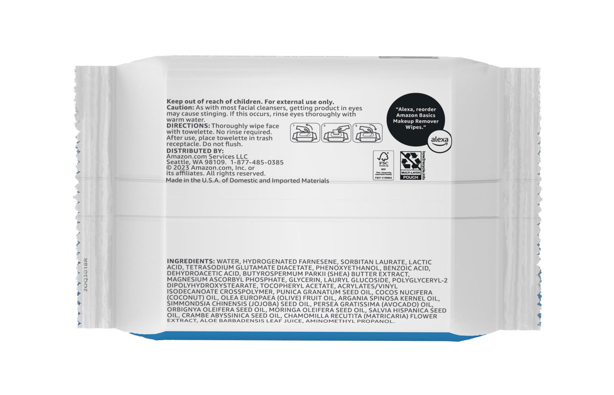 Basics Makeup Remover Wipes pack side view
