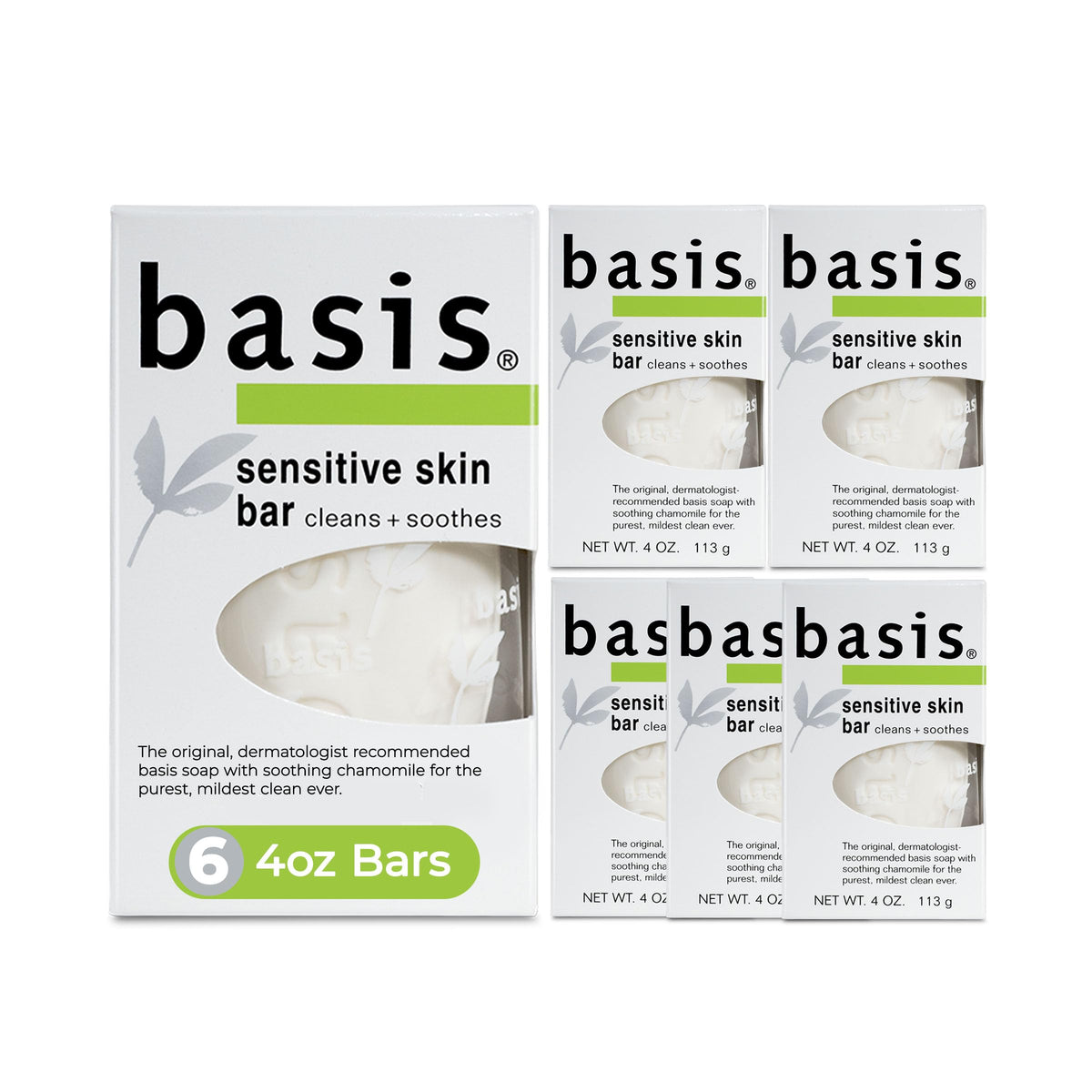 Basis Sensitive Skin Bar Soap 4 oz front view