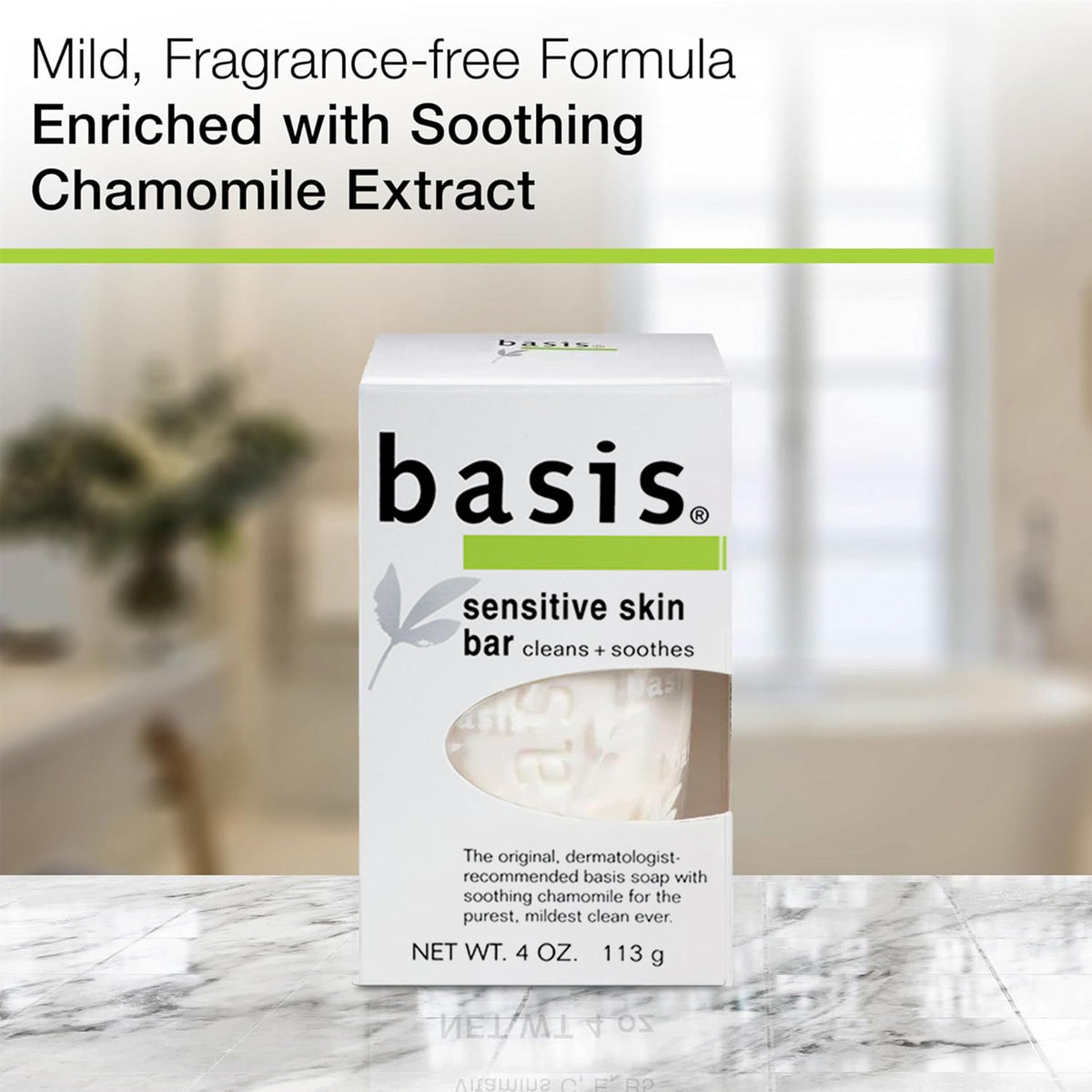 Basis Sensitive Skin Bar Soap packaging with six bars