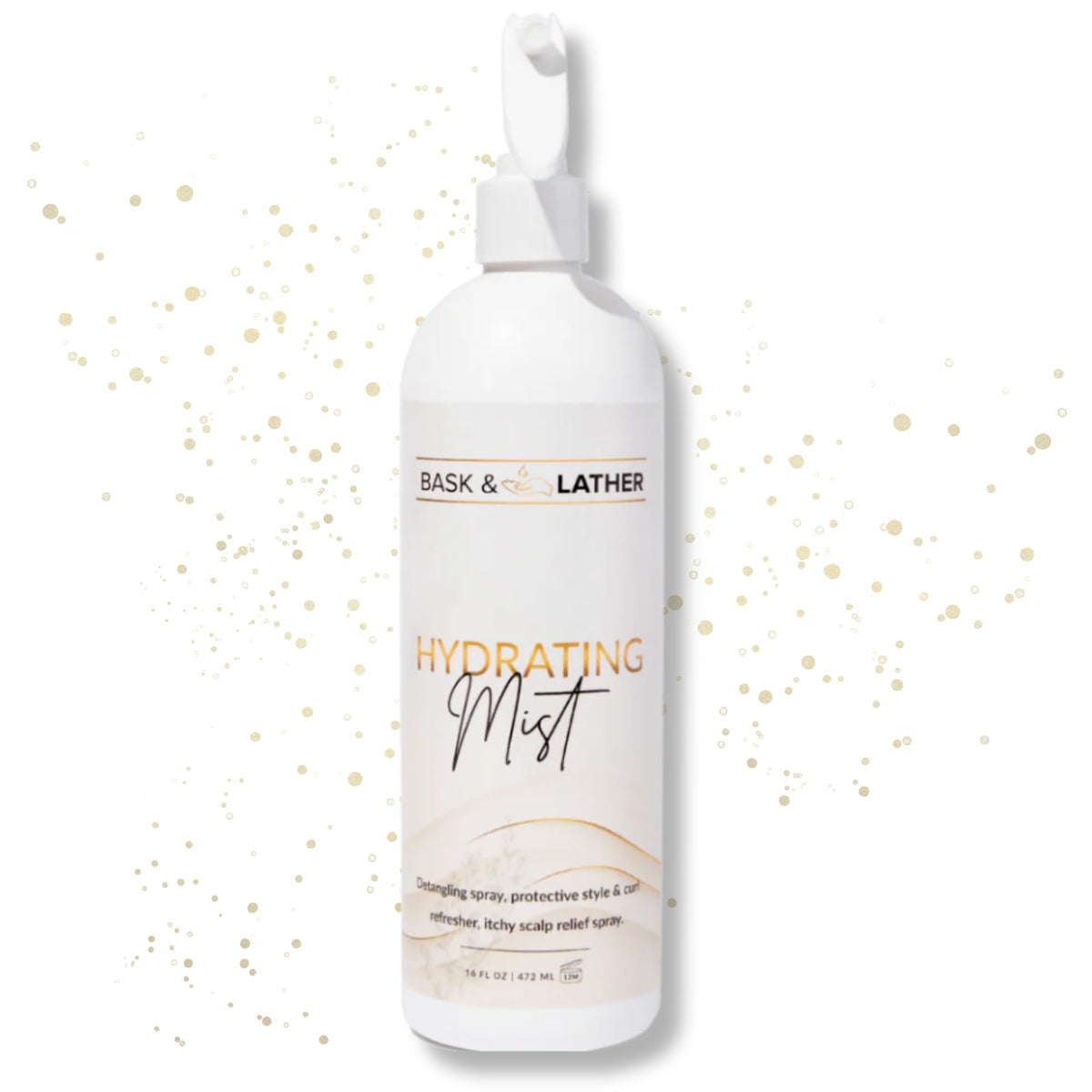BASK & LATHER Hydrating Hair Mist 16 oz bottle front view