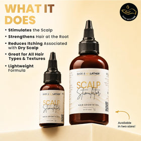 BASK & LATHER Scalp Stimulator Hair Growth Oil bottle with mint and rosemary