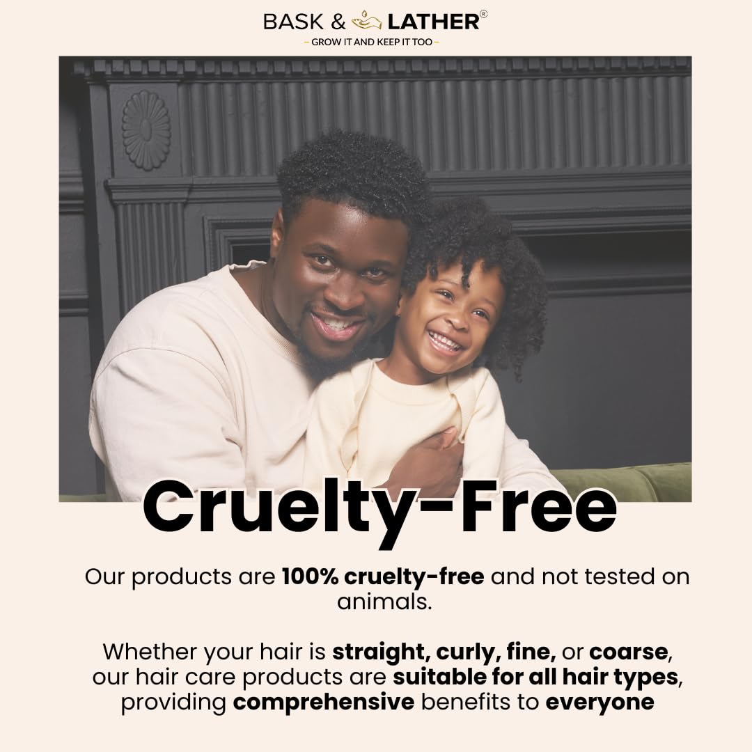 BASK & LATHER Scalp Stimulator Hair Growth Oil close-up of bottle
