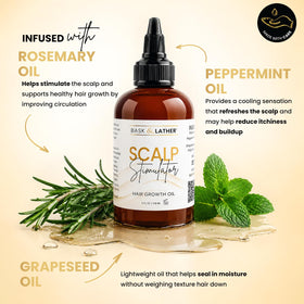 BASK & LATHER Scalp Stimulator Hair Growth Oil texture close-up