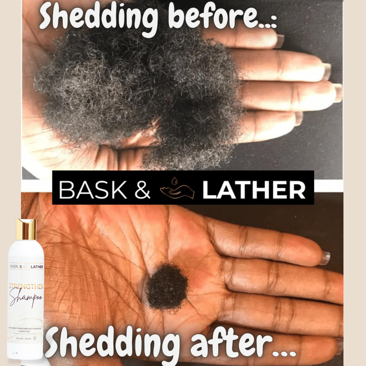 BASK & LATHER Strengthen Hair Shampoo 8 Fl Oz back view