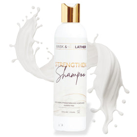 BASK & LATHER Strengthen Hair Shampoo 8 Fl Oz front view