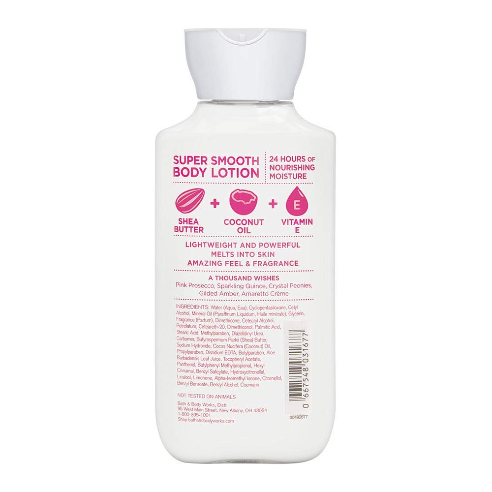 Bath & Body Works A Thousand Wishes Body Lotion back view with detailed ingredients