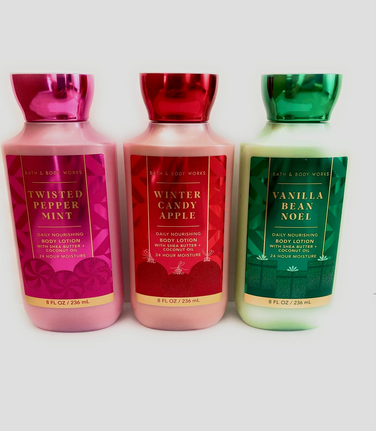 Bath & Body Works Holiday Traditions Lotion Gift Set featuring three 8oz bottles