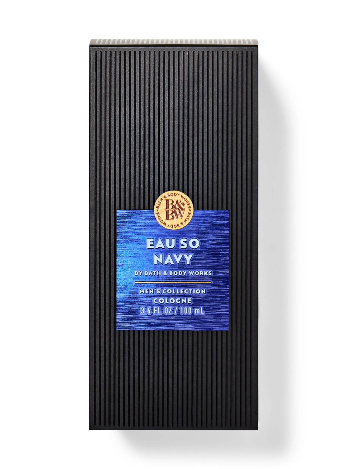 Bath & Body Works Men's Cologne Eau So Navy 3.4 oz bottle on display