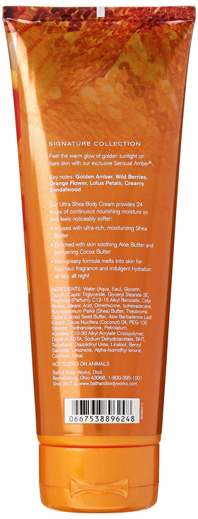 Bath & Body Works Sensual Amber Ultra Shea Body Cream packaging detail